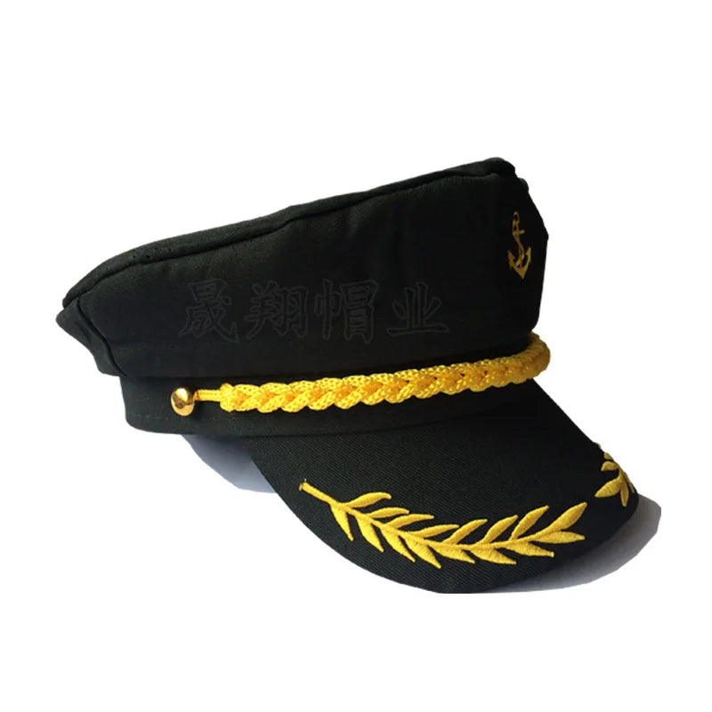 White Captain Navy Marine Skipper Ship Sailor Military Nautical Hat Cap Costume Adults