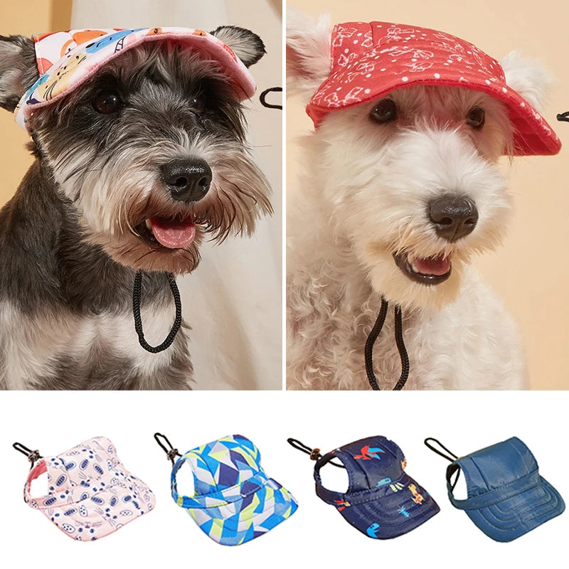 Adjustable Pet Dog Hat Baseball Cap With Ear Holes Windproof Travel Sport Canvas Sun