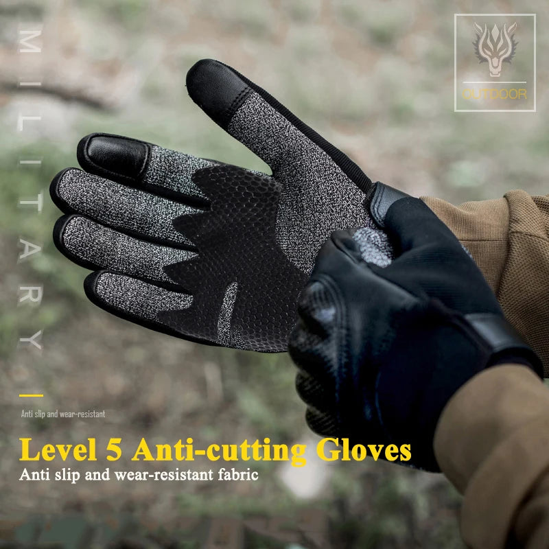Level 5 Anti Cutting Gloves Full Finger Tactical Military Paintball Shooting Airsoft Army