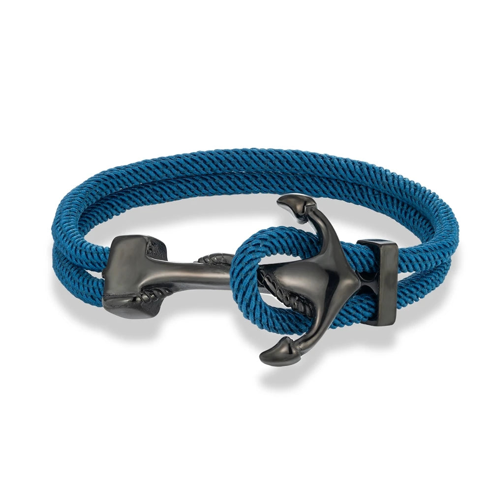 MKENDN Anchor Bracelets Men Double Strand Nautical Survival Rope Paracord Bracelet
