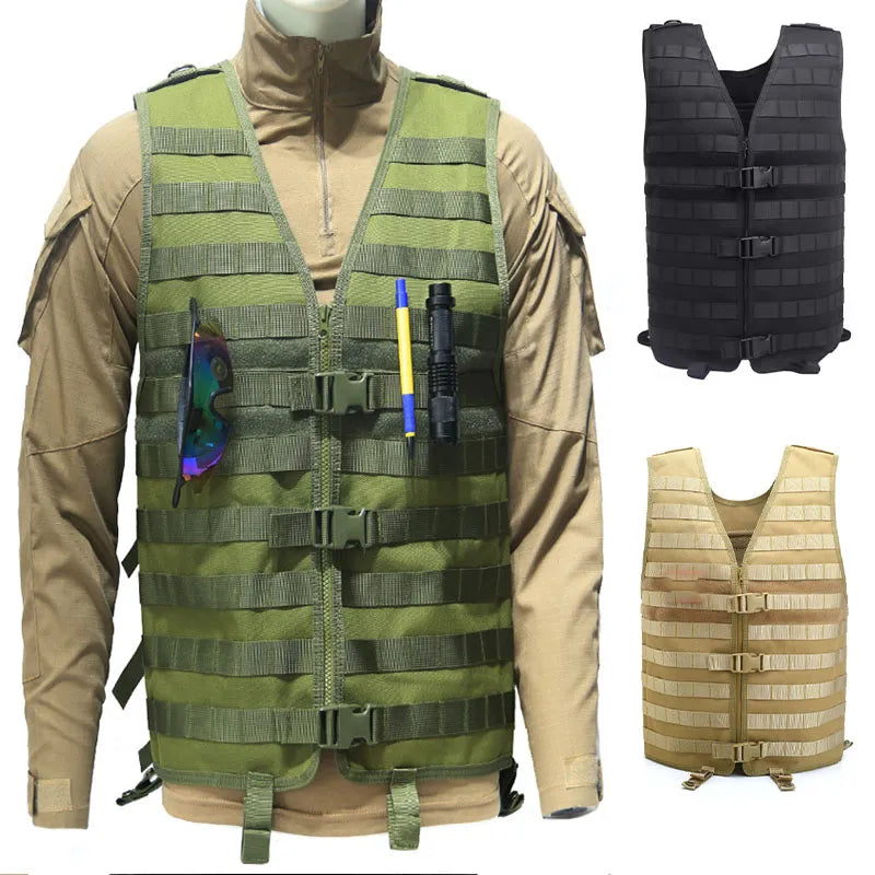 Adjustable Tactical Molle Military Camo Vest Airsoft Field Combat Load Carrier Outdoor