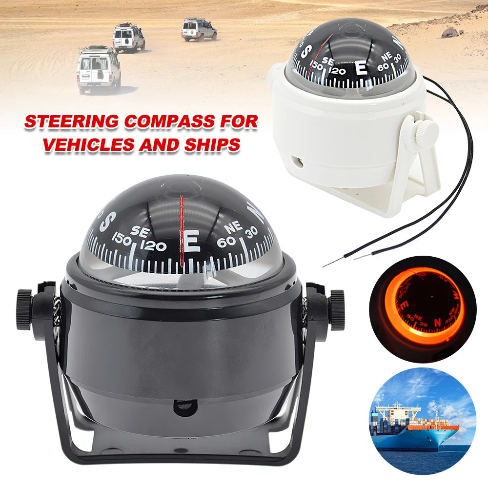 Waterproof Nautical Compass Sea Pivoting Marine Boat Compass With Electronic LED