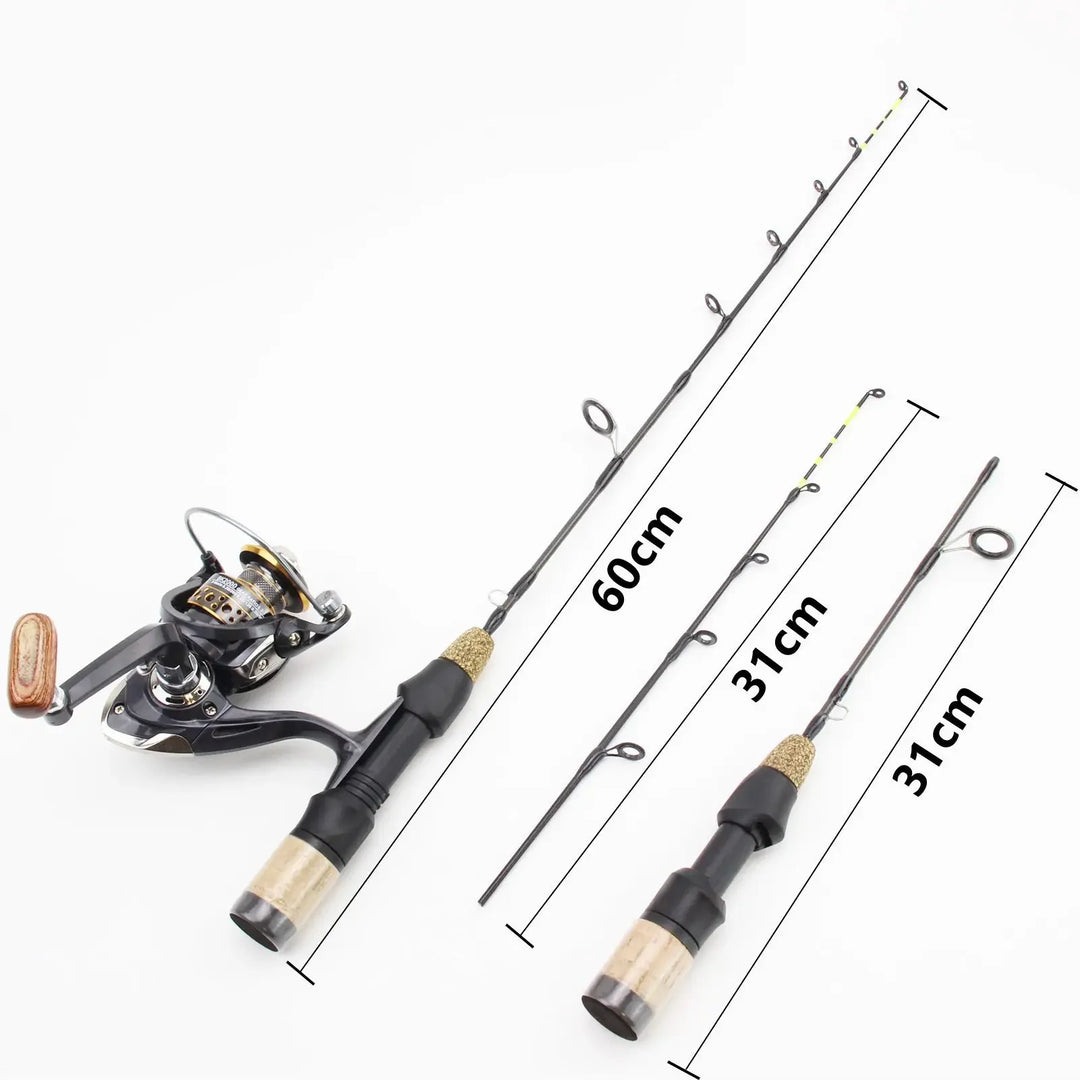 60cm Ice Fishing Rod With Reel Portable Light Folded Pole Carbon Fiber River Shrimp