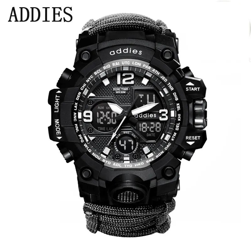 ADDIES Men Military Sports Digital Watches Compass Outdoor Survival Multi-function Waterproof Men's Watch Relogio Masculino