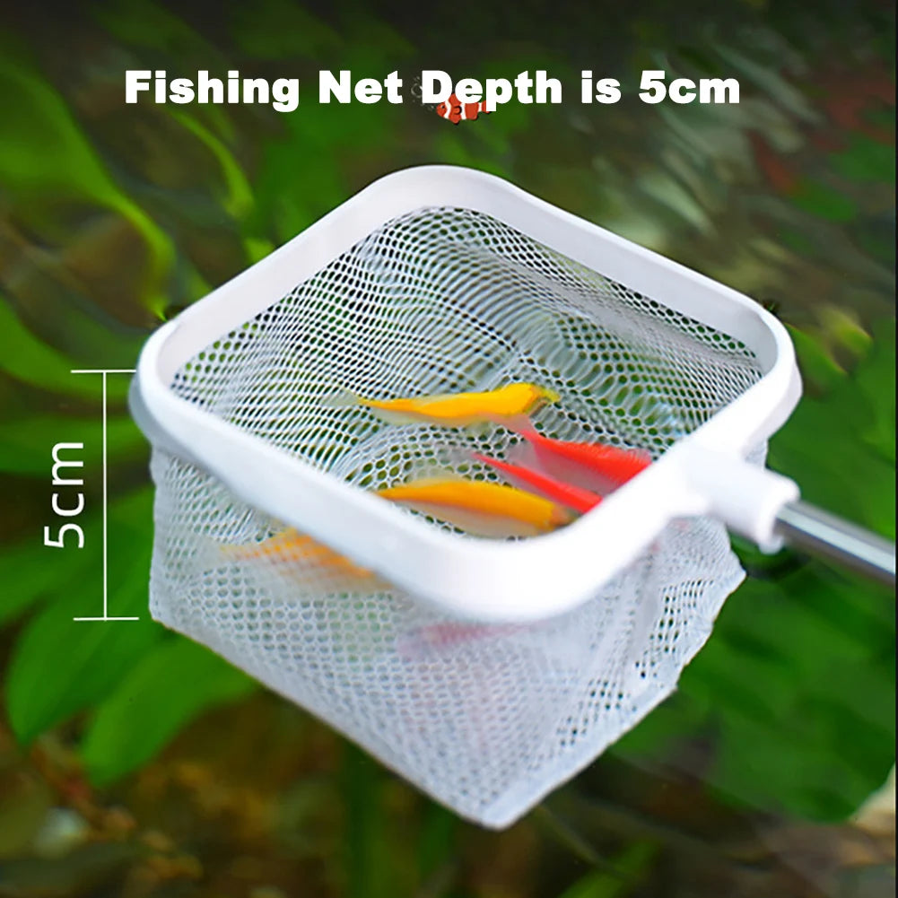 Aquarium Square Fishing Net With Suction Cup Extendable Long Handle Fishing Gear