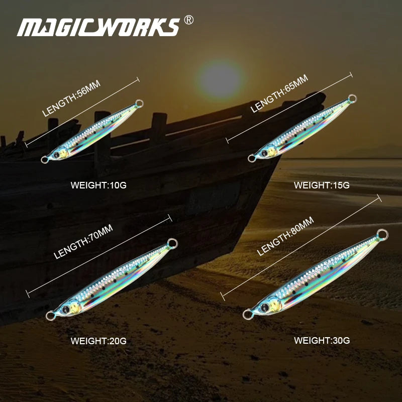 MAGIC WORKS Metal Jig Spoon 10g 15g 20g 30g Slow Jig Crap Fishing Supplies Sea Bass