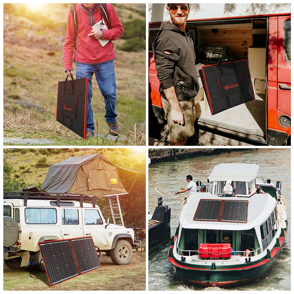 Dokio 18V 80W 160W 100W 200W Portable Foldable Solar Panel With 12V Controller