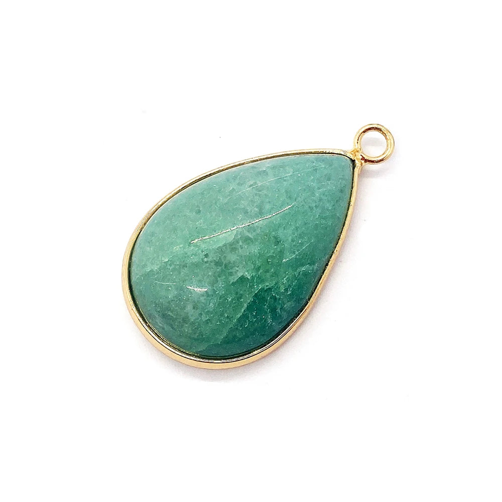 Drop-shaped Natural Stone Green Chalcedony Pendant DIY Gem Charms Accessories