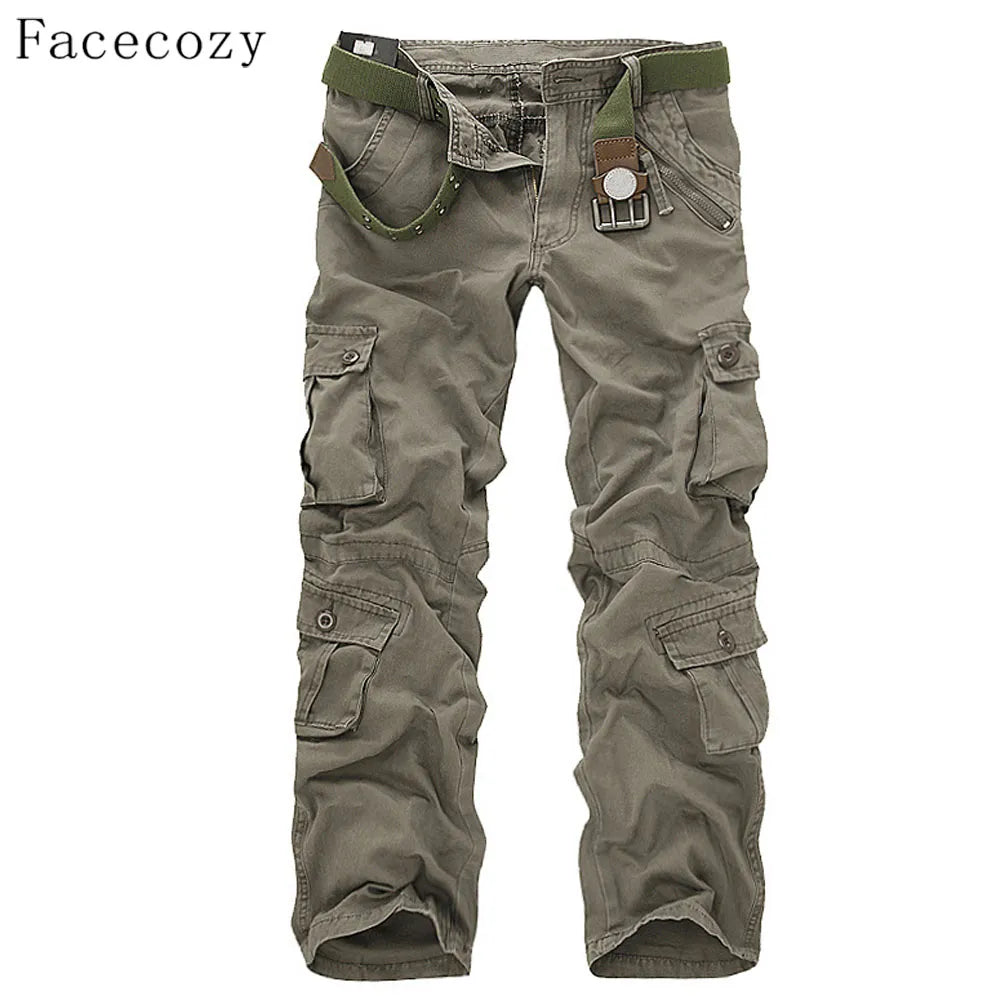 Facecozy Men Tactical Military Cargo Pants Winter Male Outdoor Multi-pockets Windproof