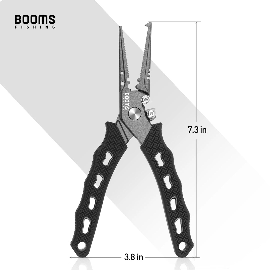 Booms Fishing F07 Fishing Pliers Stainless Steel Braid Line Scissors Cutters Crimper Hook