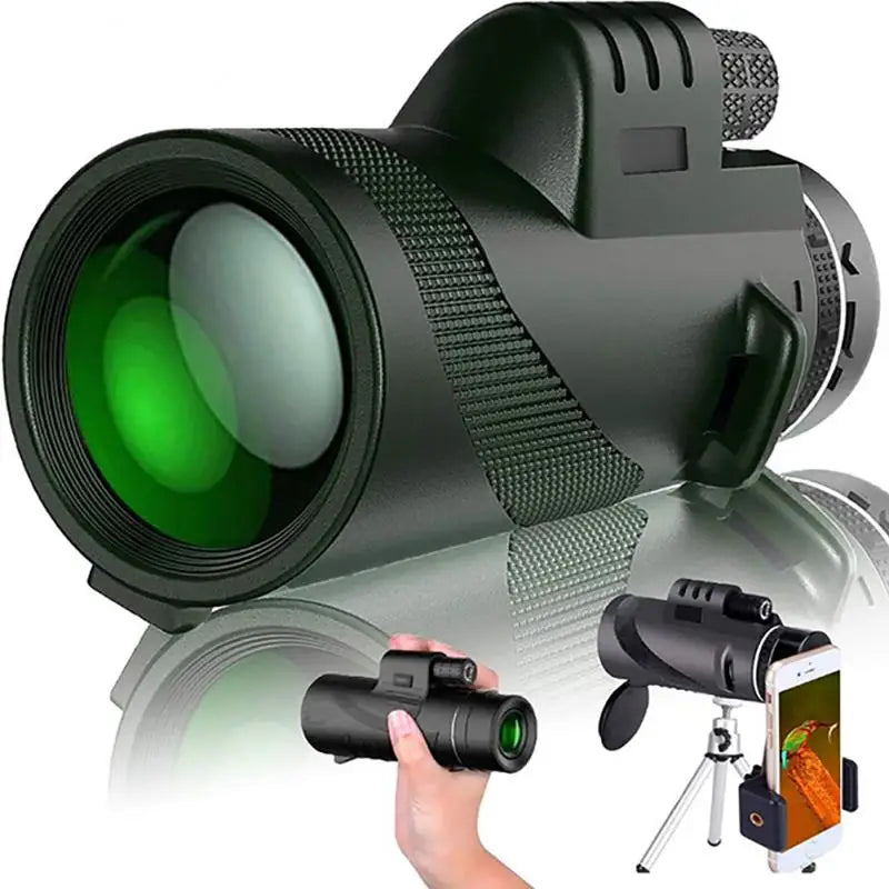 80X100 HD Monocular Telescope Long Range Zoom Telescop With Tripod Phone Clip