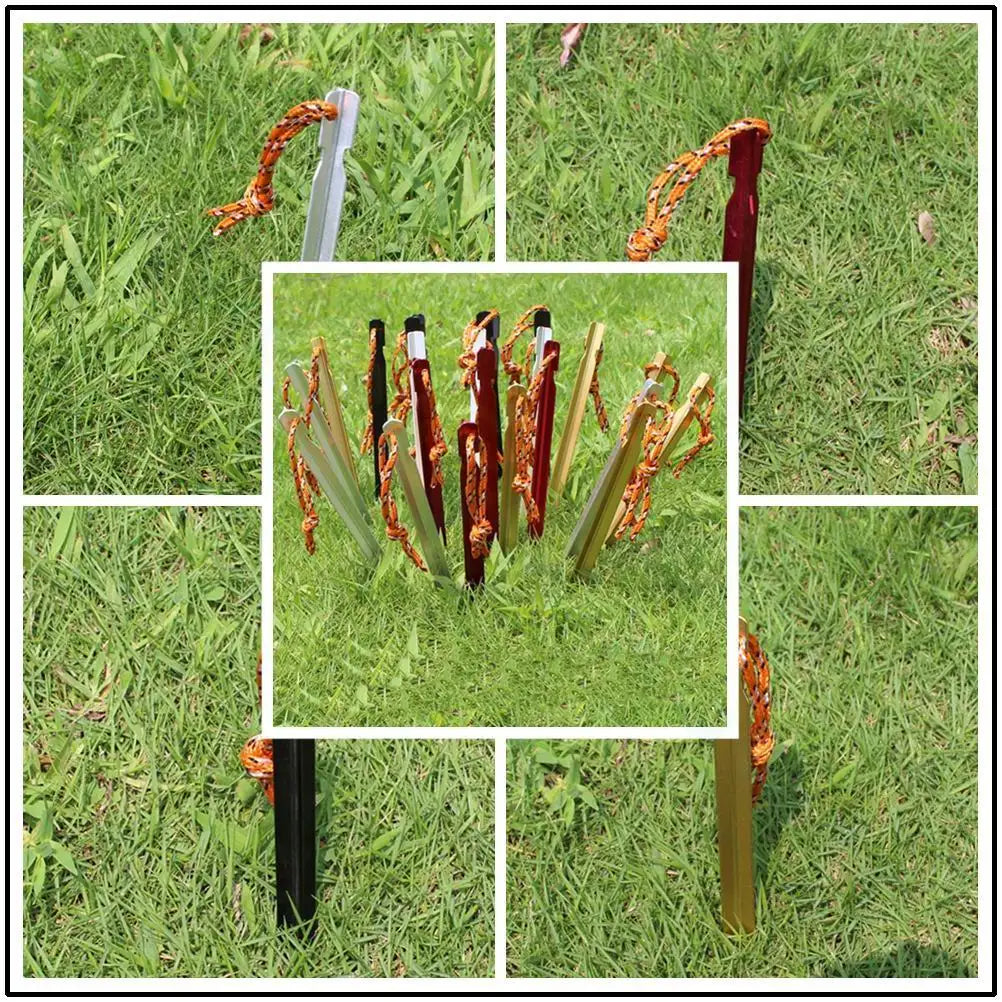 4pcs 18cm Tent Peg Nail Aluminium Alloy Stake with Rope Camping Equipment Outdoor