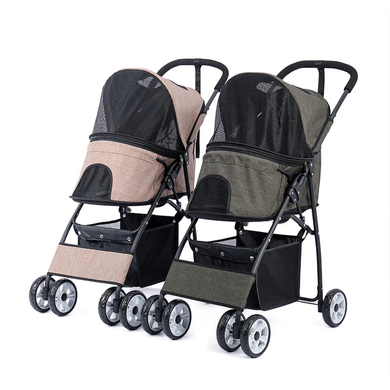 Foldable Pet Stroller Portable Dog Cat Trolley Breathable Carrier for Dog Kitten Travel