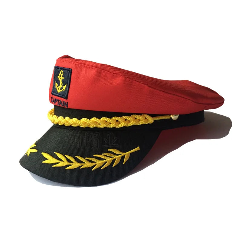 White Captain Navy Marine Skipper Ship Sailor Military Nautical Hat Cap Costume Adults