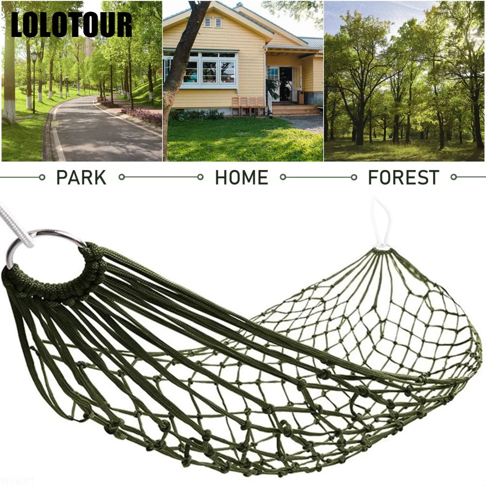 180x80cm Single Nylon Net Hammock Swing Hanging Sleeping Bed Chair Lightweight