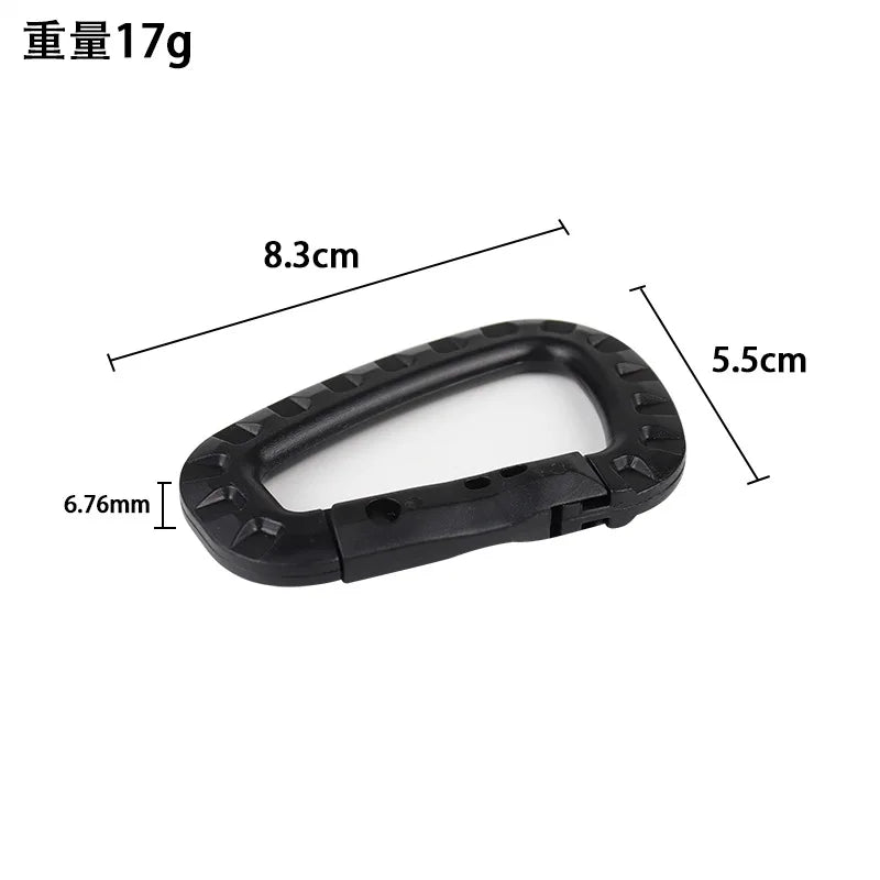 5pcs 8.5cm Tactical Backpack Buckle Fast Tactical Carabiner Plastic Hook D Shape