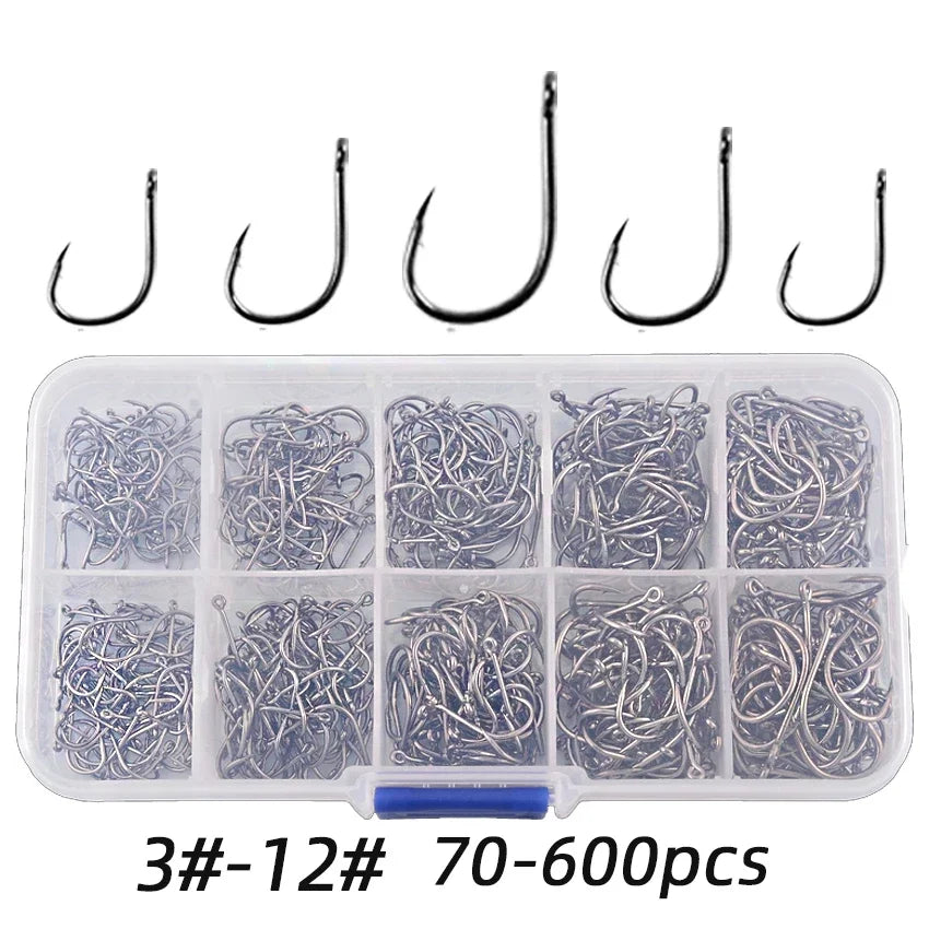 Aorace Fishing Hooks Set High Carbon Steel Barbed FishHooks for Saltwater Freshwater