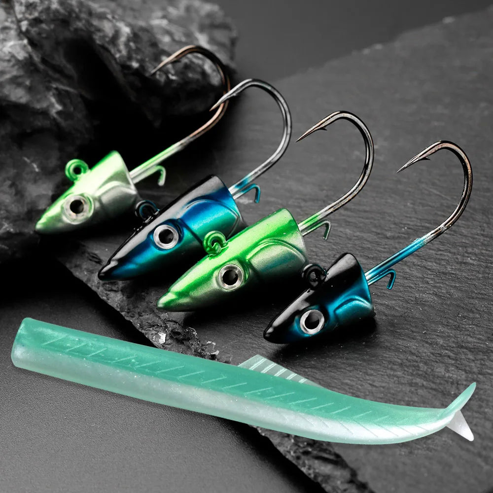 ATEUNO FLASH SAND EEL 115mm 9g Soft Fishing Lure Tail Jig Head Minnow Artificial