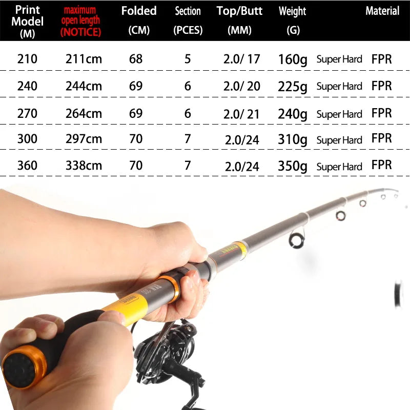 JOSBY Fishing Rod Telescopic Carbon Portable Spinning Sea  Carp Rock Pole  2.1M 2.4M 2.7M 3.0M 3.6M