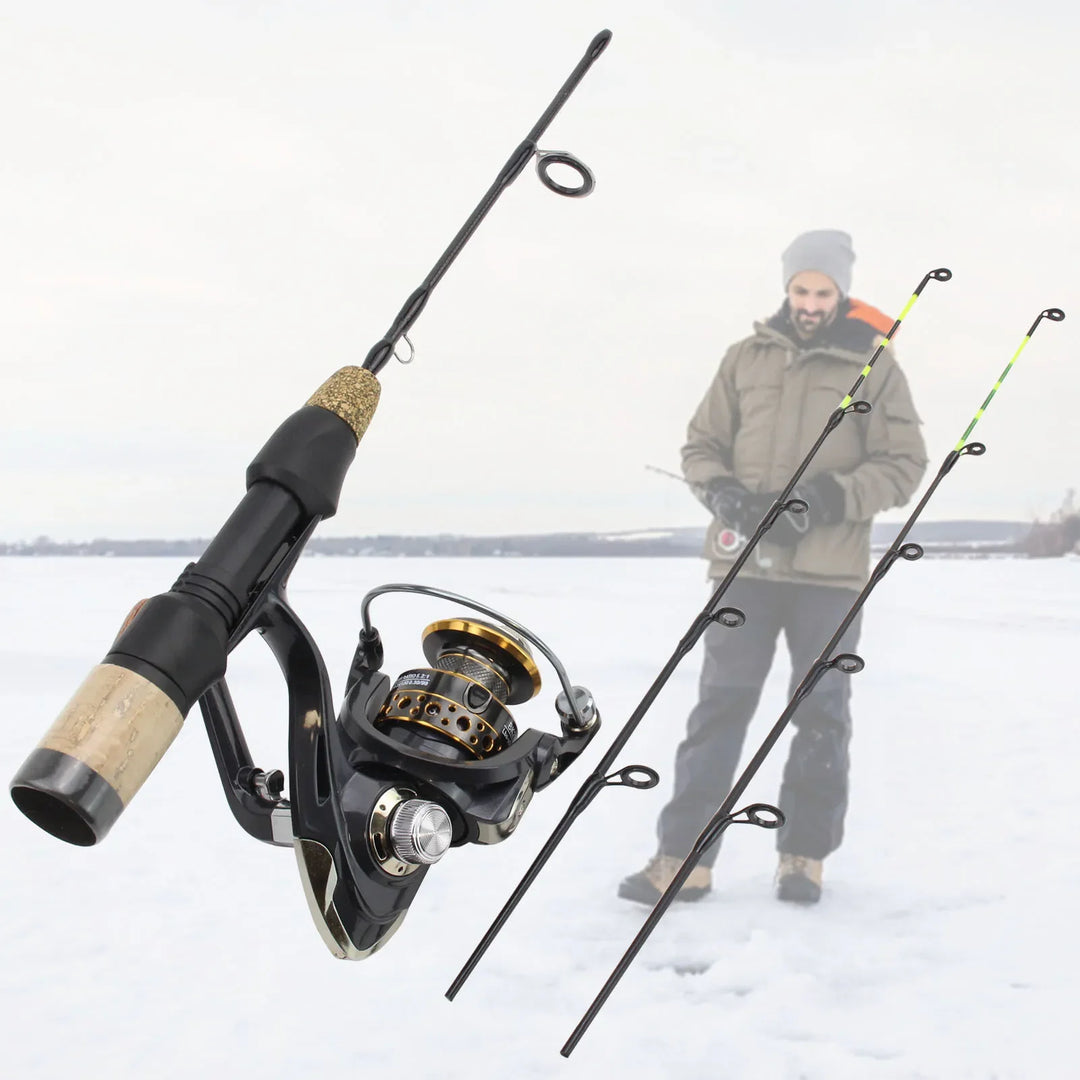 60cm Ice Fishing Rod With Reel Portable Light Folded Pole Carbon Fiber River Shrimp