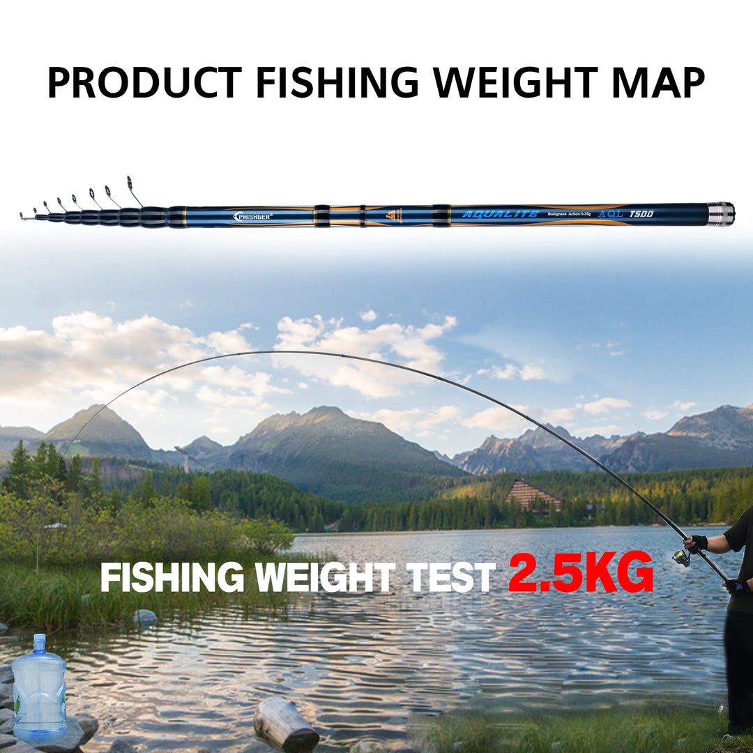 PHISHGER Telescopic Bolognese Trout Fishing Rod 4/4.5/5/5.5/6m 30T Carbon Float 5-35g Ultralight Surf Spinning Travel Fast Pole