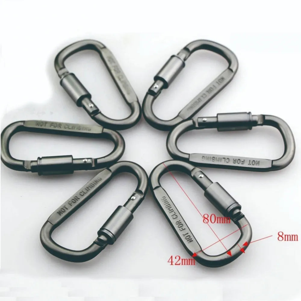 Tactical D Keychain Shape Hook Buckle Clip Climbing Army Carabiner Hanging fit Outdoor