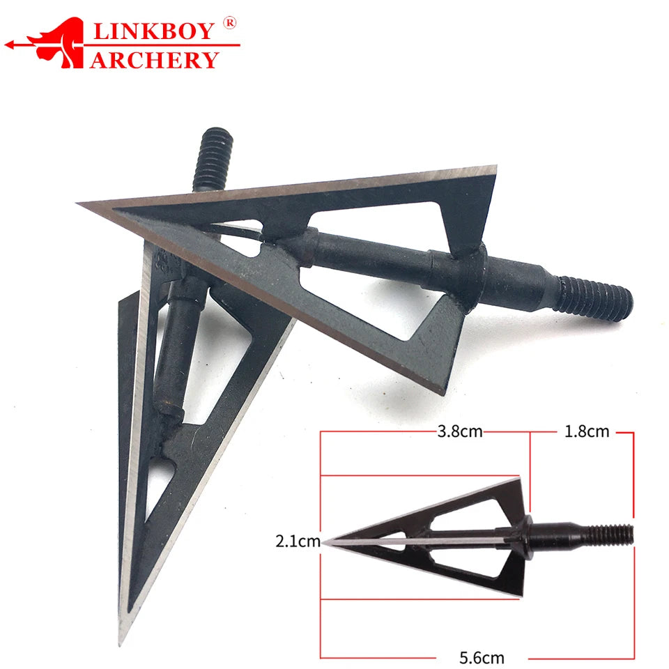 3/6/12/24/60pcs Broadheads Hunting 3 Blades Arrowheads Black Tip Steel For Bow And Crossbow Arrow Head Stainless Steel