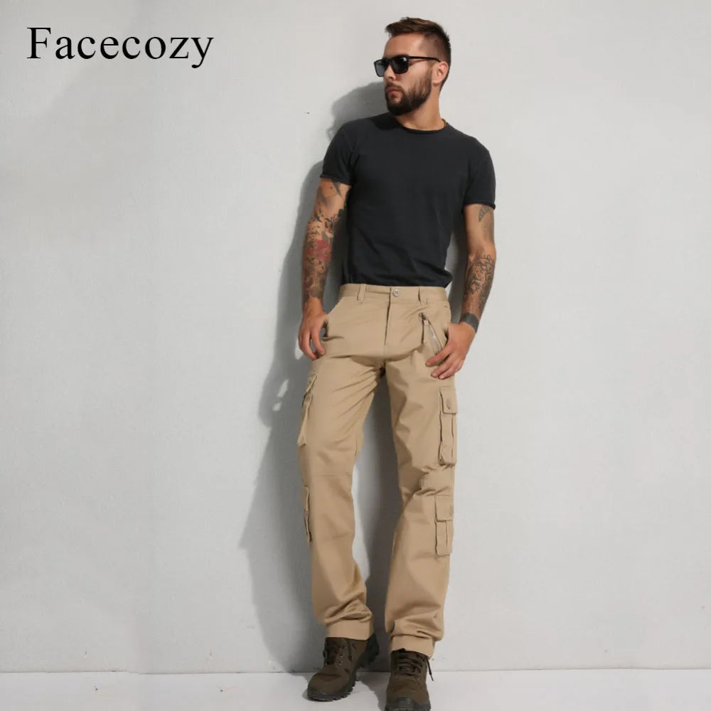 Facecozy Men Tactical Military Cargo Pants Winter Male Outdoor Multi-pockets Windproof