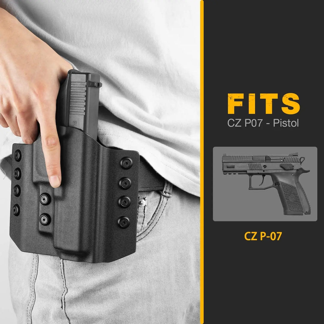 CZ Holsters OWB Kydex Holster Fit CZ P07 / CZ P09 / CZ P10C Pistol Tactical Concealed Carry Adjustable Retention-Right Gun Bags