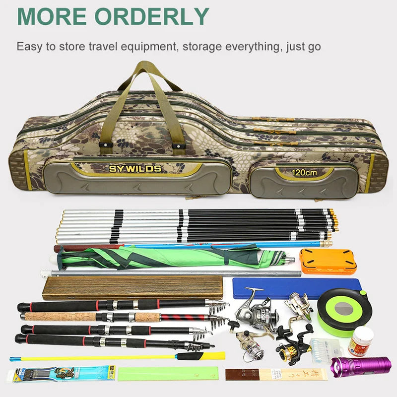 Outdoor Sports Fishing Rod Bag Large Capacity 2/3/4 Layers 120CM-130CM Fishing