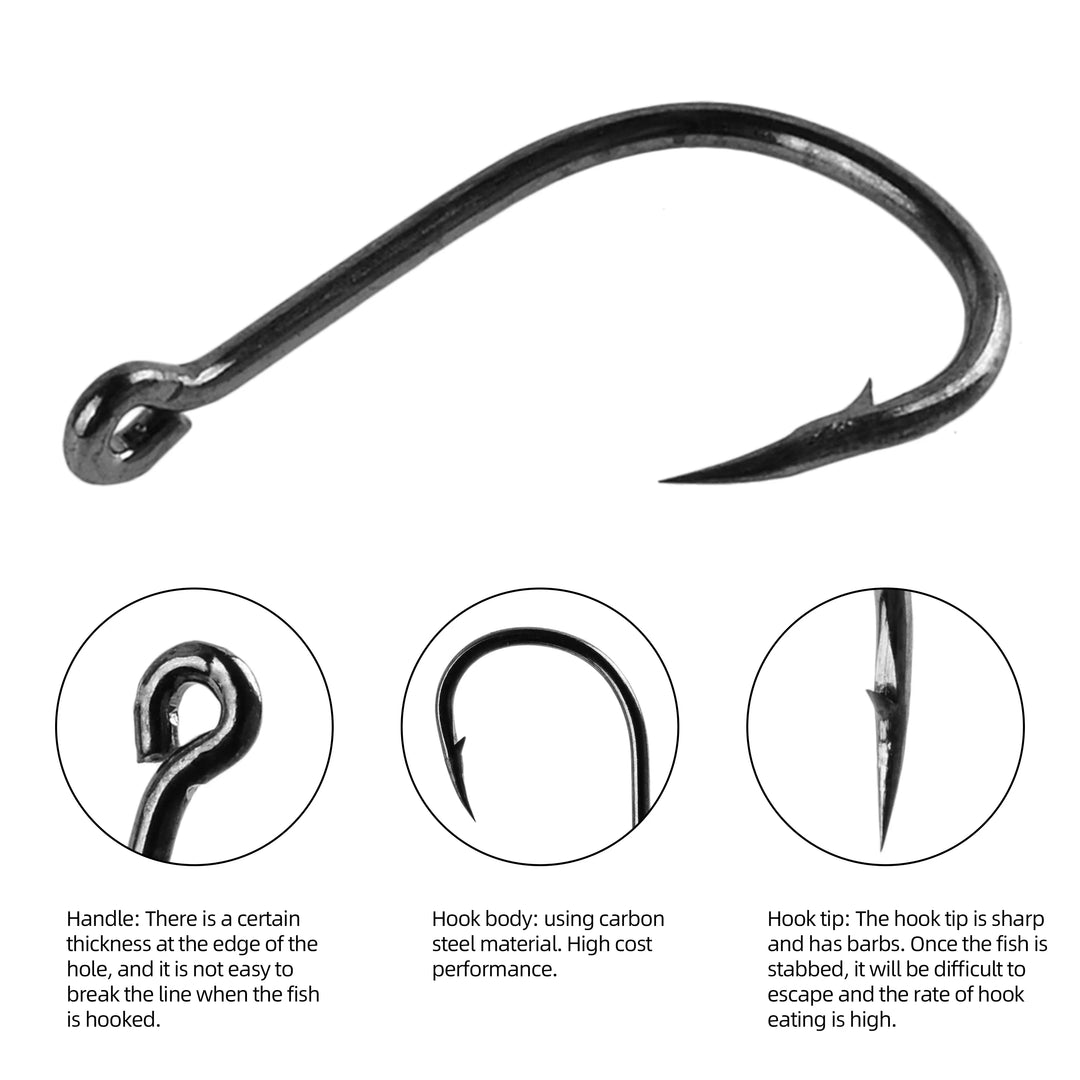 Aorace Fishing Hooks Set High Carbon Steel Barbed FishHooks for Saltwater Freshwater