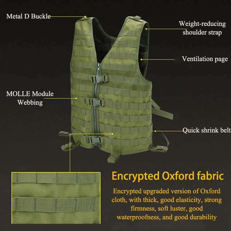 Adjustable Tactical Molle Military Camo Vest Airsoft Field Combat Load Carrier Outdoor