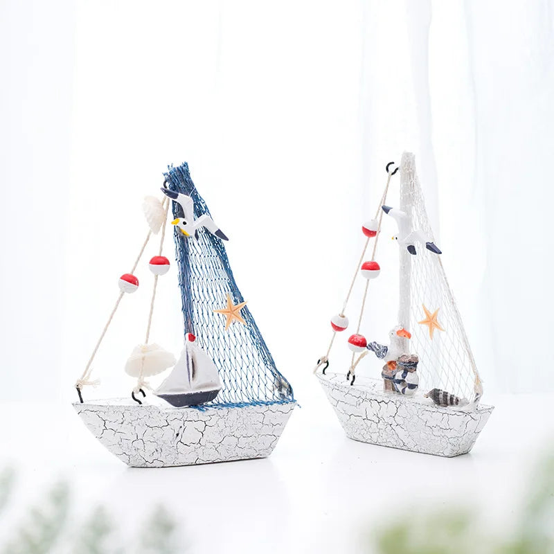 Nautical Sailboat Model Room Home Decoration Figurines Miniatures Mediterranean Style