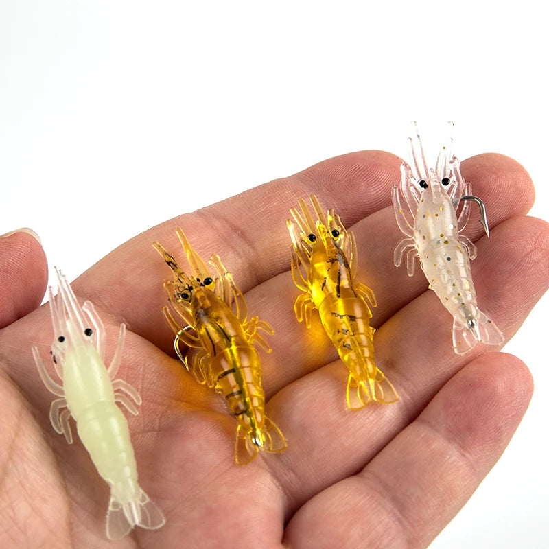 10 x 4cm Artificial Shrimp Soft Bait Fake Lures Bionic Shrimp Worm For Fishing Bait Hook