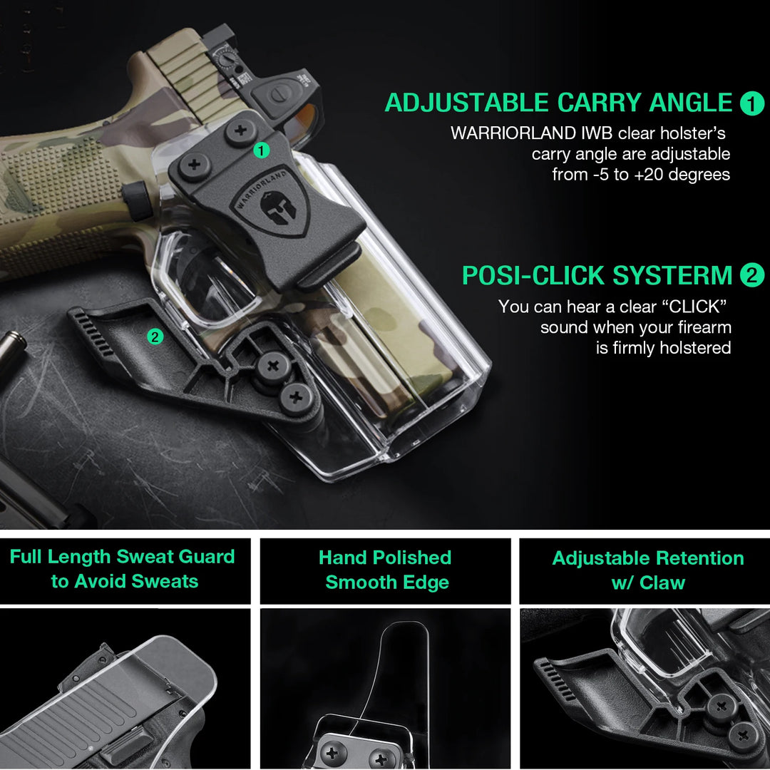 Warriorland IWB Clear Holsters With Optic Cut&Claw For Glock 17/19 G43 G43X Taurus G2C Hot Sale Models