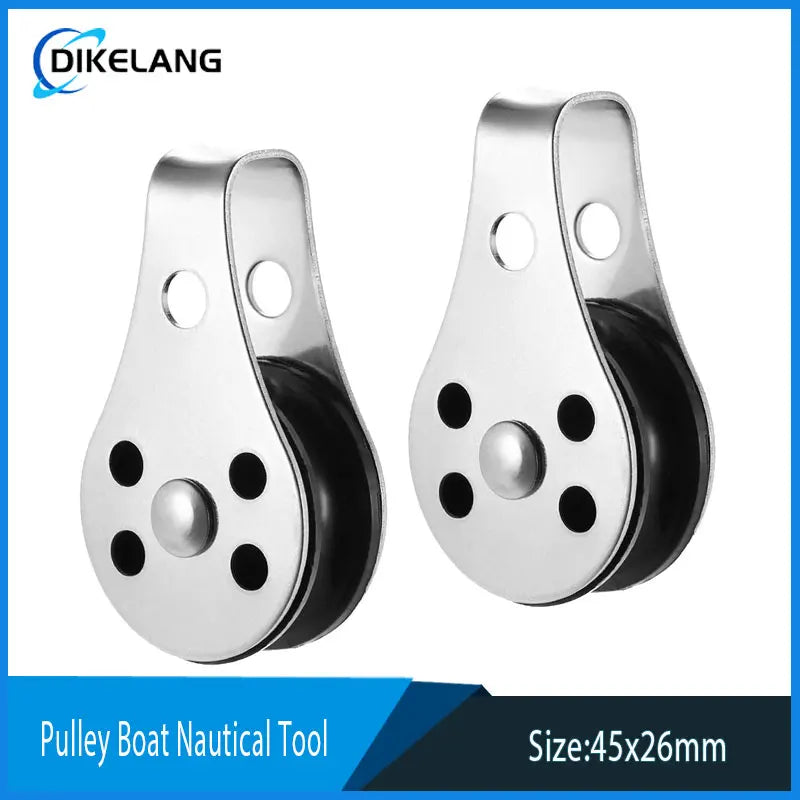 Brand New 2pcs Block Tackle Pulley Boat Nautical Tool Marine Grade 316 Stainless Steel