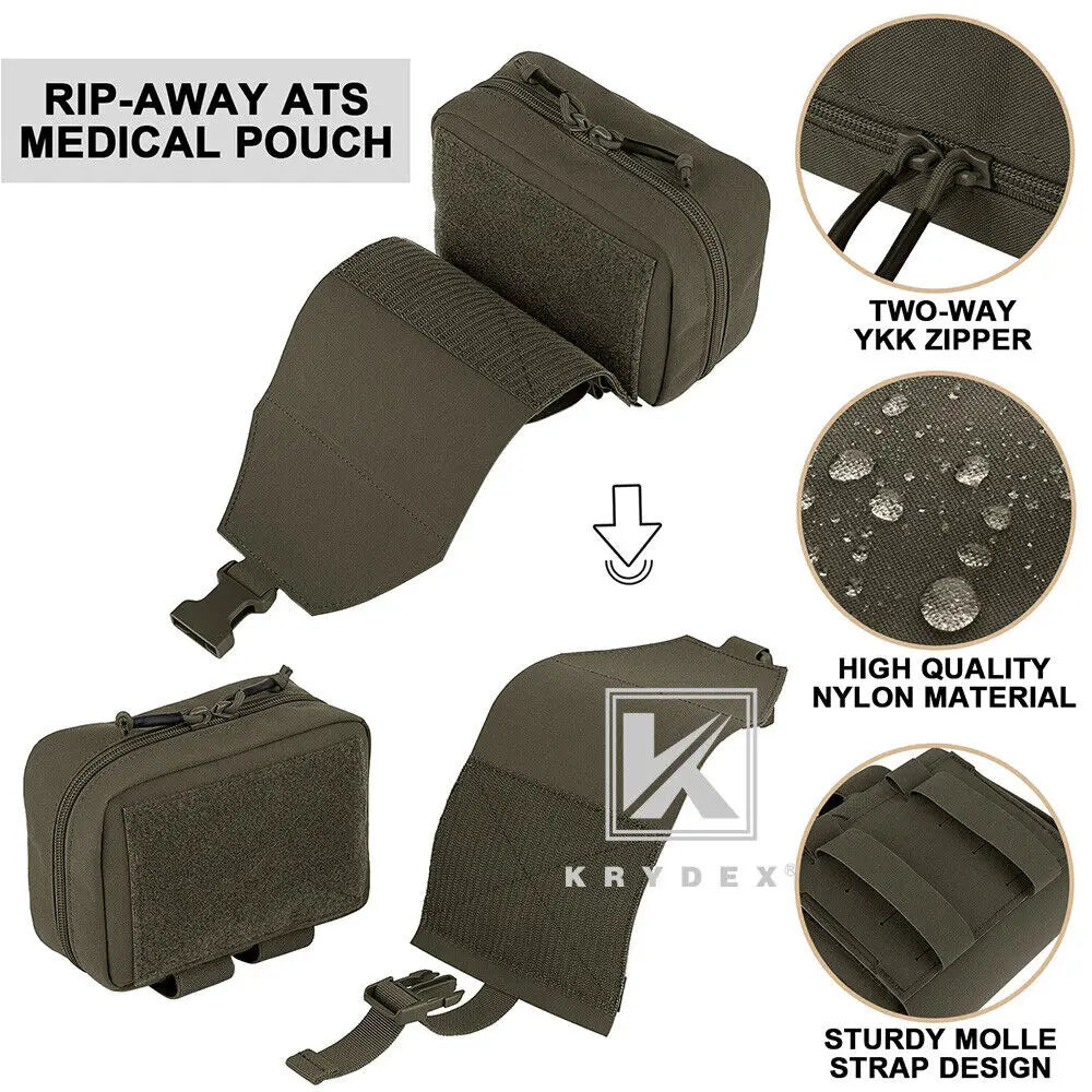 KRYDEX 500D Tactical First Aid IFAK Pouch Rip Away Medical Pouch MOLLE EMT Holder