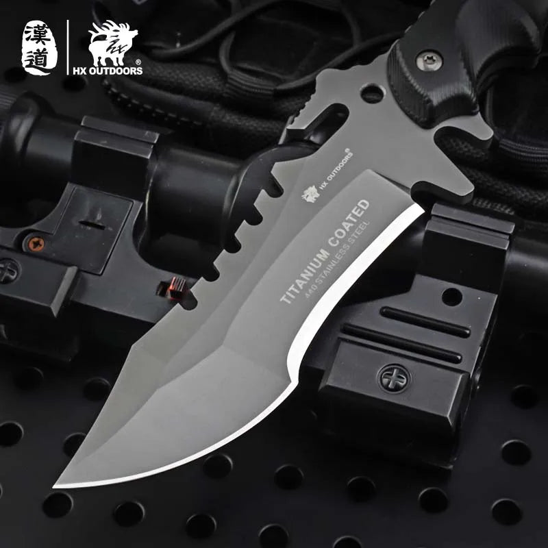 HX OUTDOORS TRIDENT Survival Knife Army Hunting 58HRC Full Tang Straight Knives Essential Tool for Self-defense Outdoor Tools