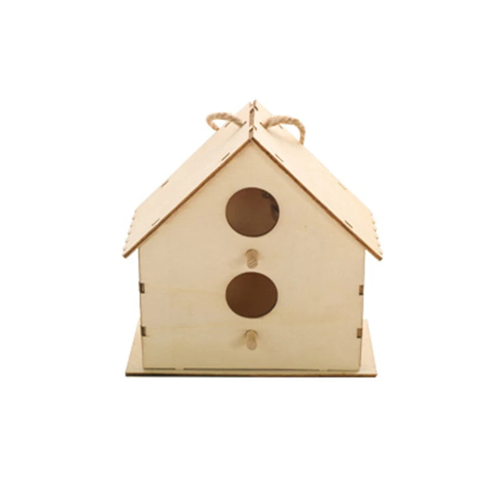 Bird Wood House with Lanyard Outdoor Unfinished DIY Accessory Pet Supplies Hanging