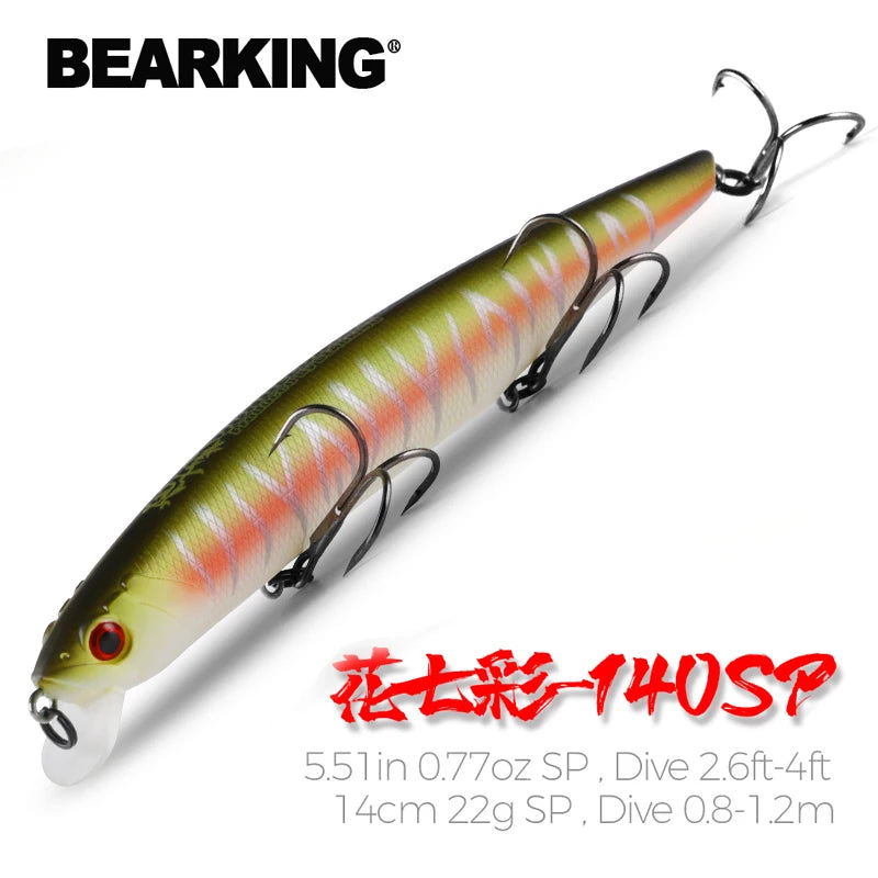 BEARKING 14cm 22g new Hot fishing gear shone lures minnow crank Tungsten weight