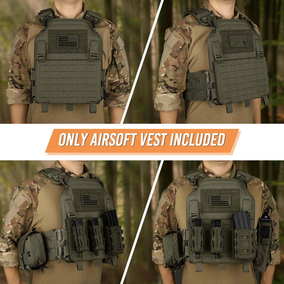 KRYDEX 500D Tactical Vest Laser Cutting MOLLE LAVC Plate Carrier Quick Release Buckle