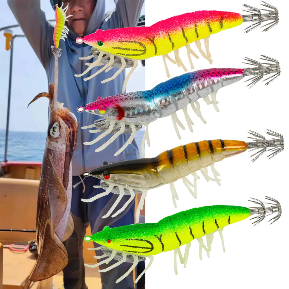 Sound Luminous Wood Shrimp Squid Hook Soft Foot Pseudoprawn Simulation Shrimp