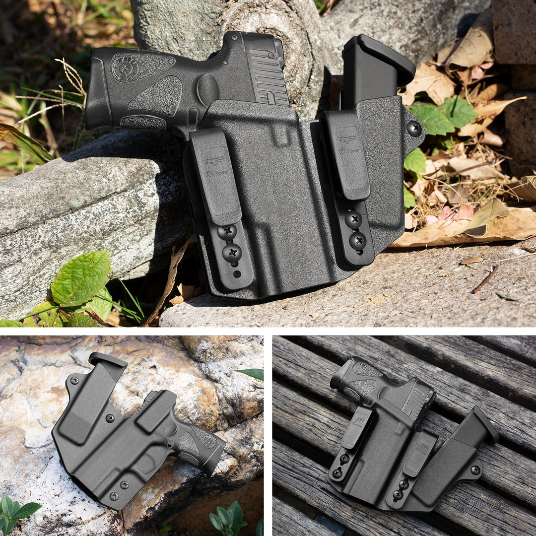 Gun&Flower Sidecar Kydex Gun Holster Fits G2C/G3C Or G19 G17 Compatible and Gun Holster wit Magazine Pouch Tactical Pistol Cases