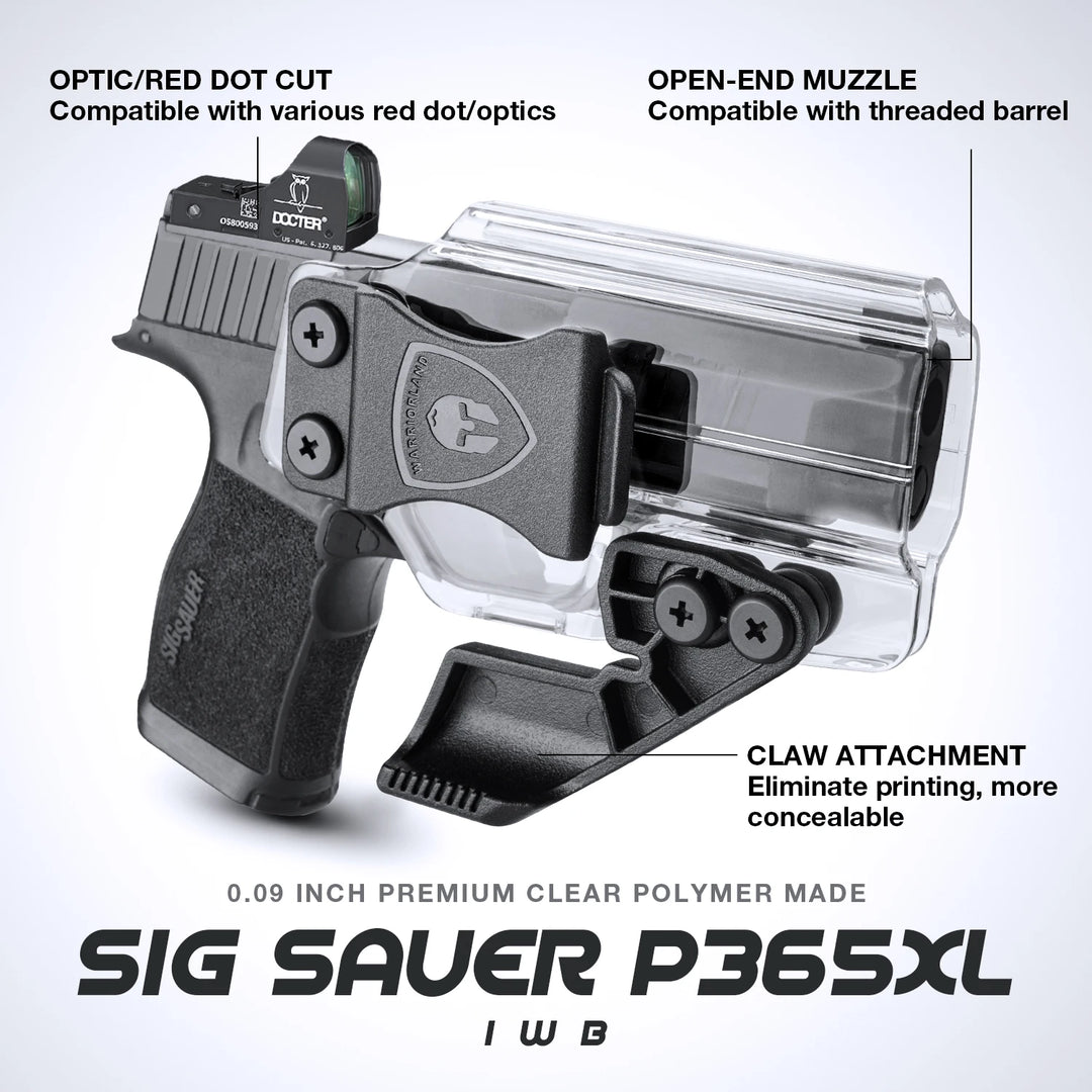 Sig P365 Polymer Clear Holsters with Claw Fit Sig Sauer P365 / P365 SAS / P365X / Sig Sauer P365XL Pistol with Red Dot Gun Bags