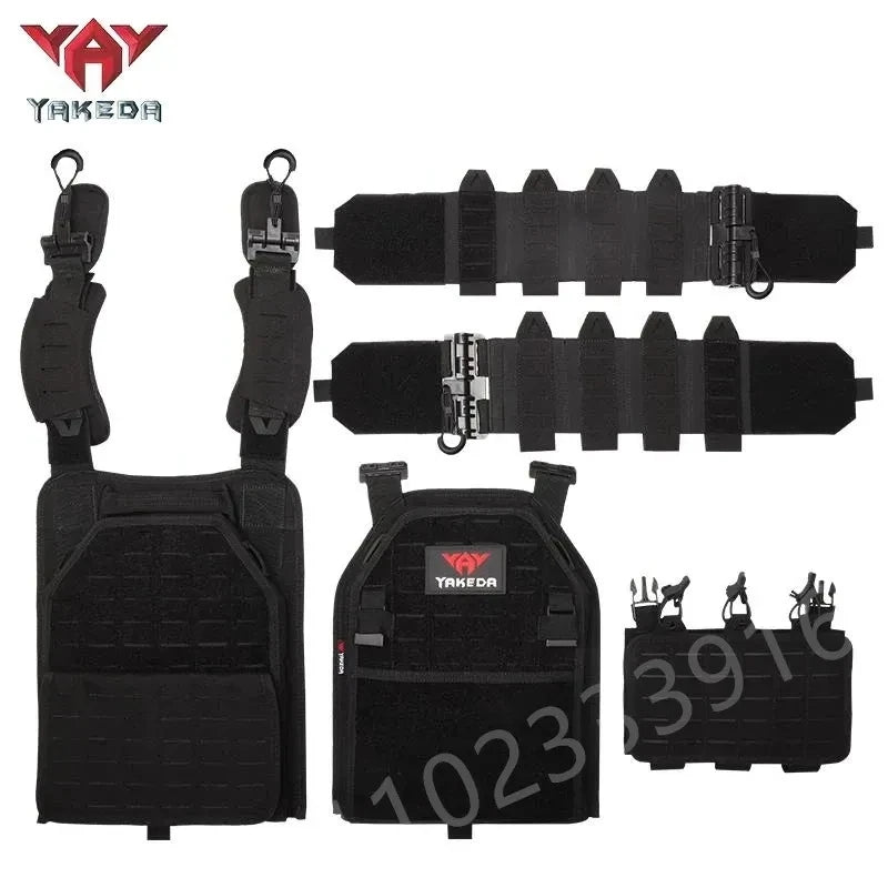 Yakeda New combat vest 6094 quick detachable light laser cut tactical vest black gear