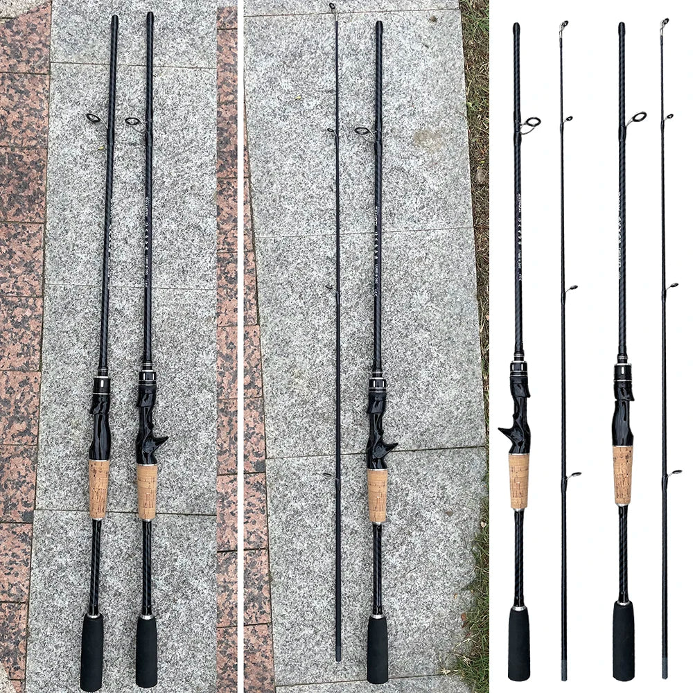 Baitcasting Spinning Travel Carbon 2 Section Fishing Rods Casting Weight