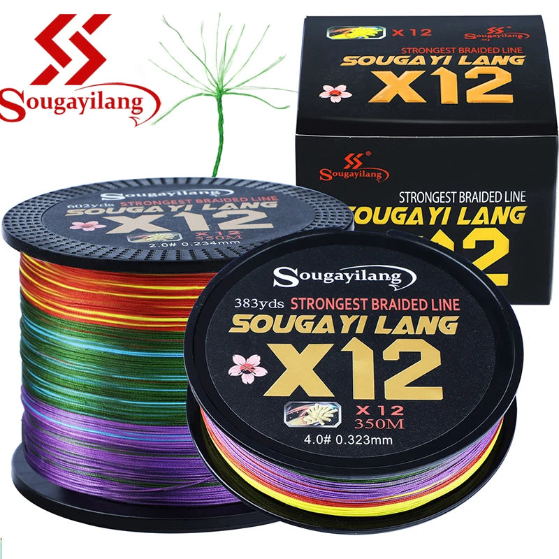 Sougayilang PE Braid Fishing Line 12 Strands PE Abrasion Resistant Fishing Wire