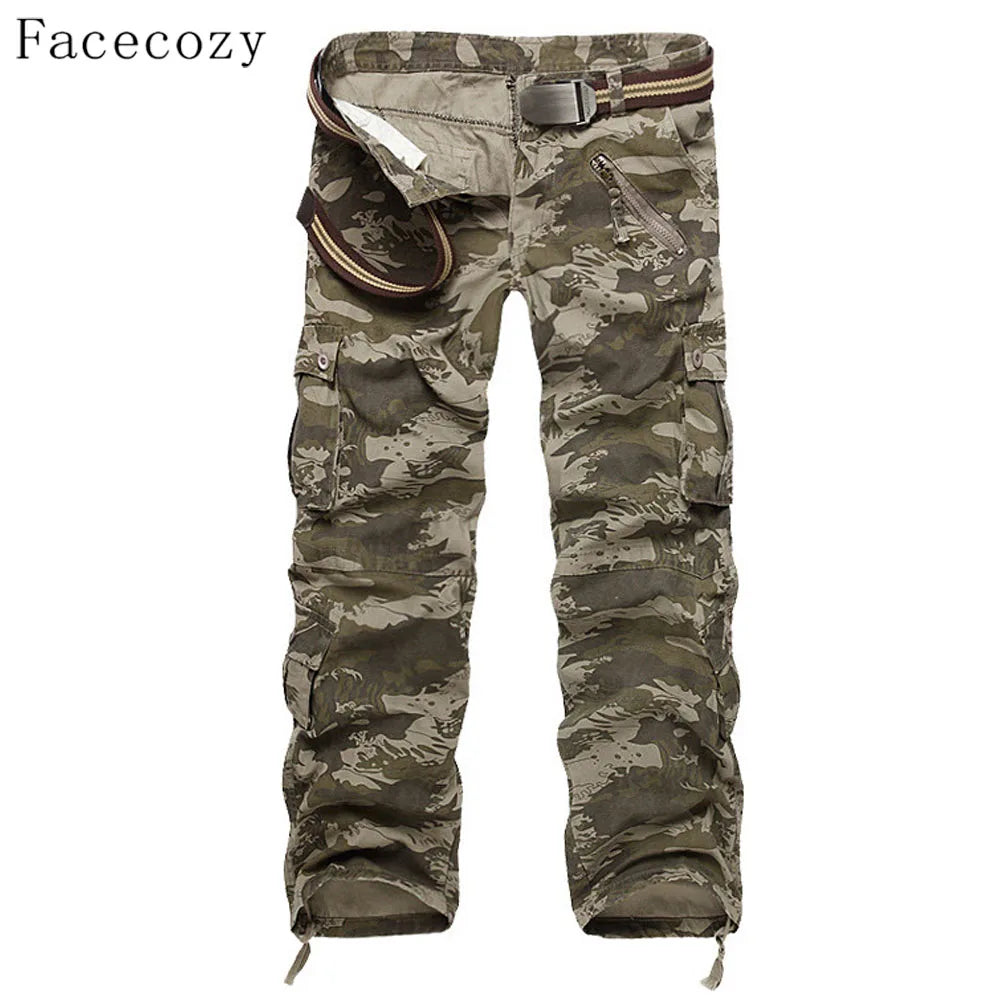 Facecozy Men Tactical Military Cargo Pants Winter Male Outdoor Multi-pockets Windproof