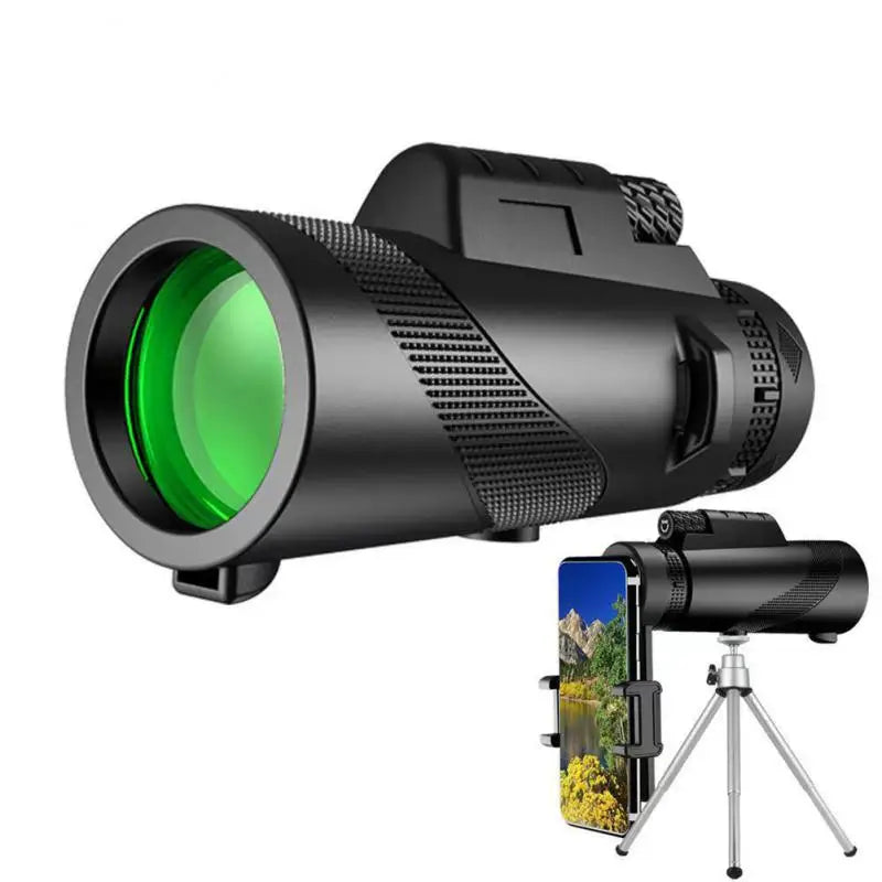 80X100 HD Monocular Telescope Long Range Zoom Telescop With Tripod Phone Clip