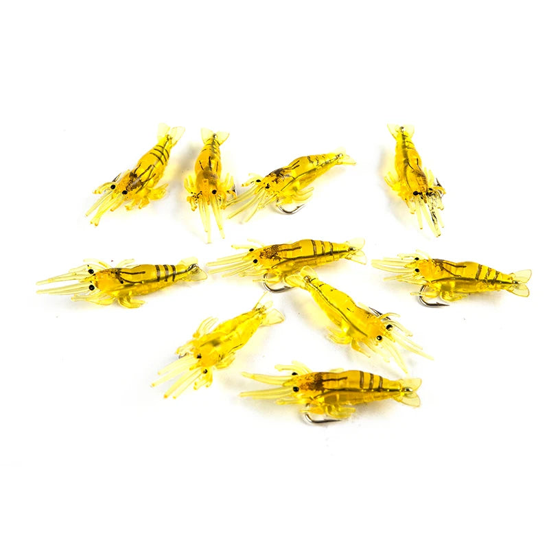 10 x 4cm Artificial Shrimp Soft Bait Fake Lures Bionic Shrimp Worm For Fishing Bait Hook